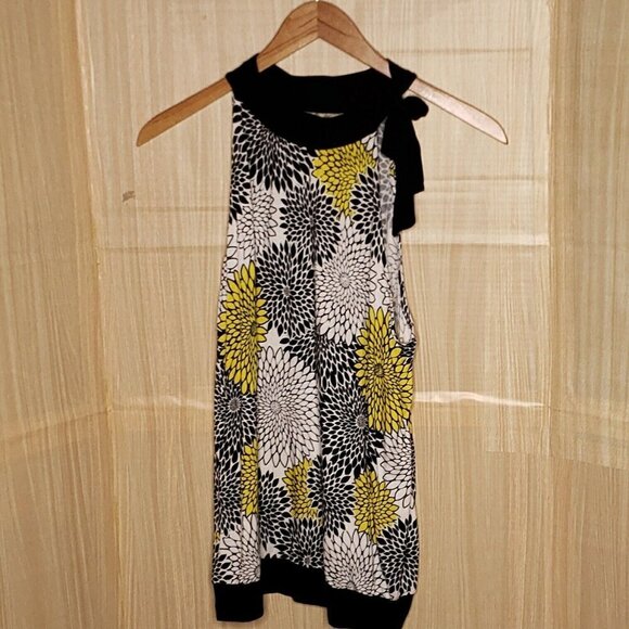 A.N.A Womens Petite Black Yellow Floral Stretchy Halter Top Tye XLP - Picture 1 of 6